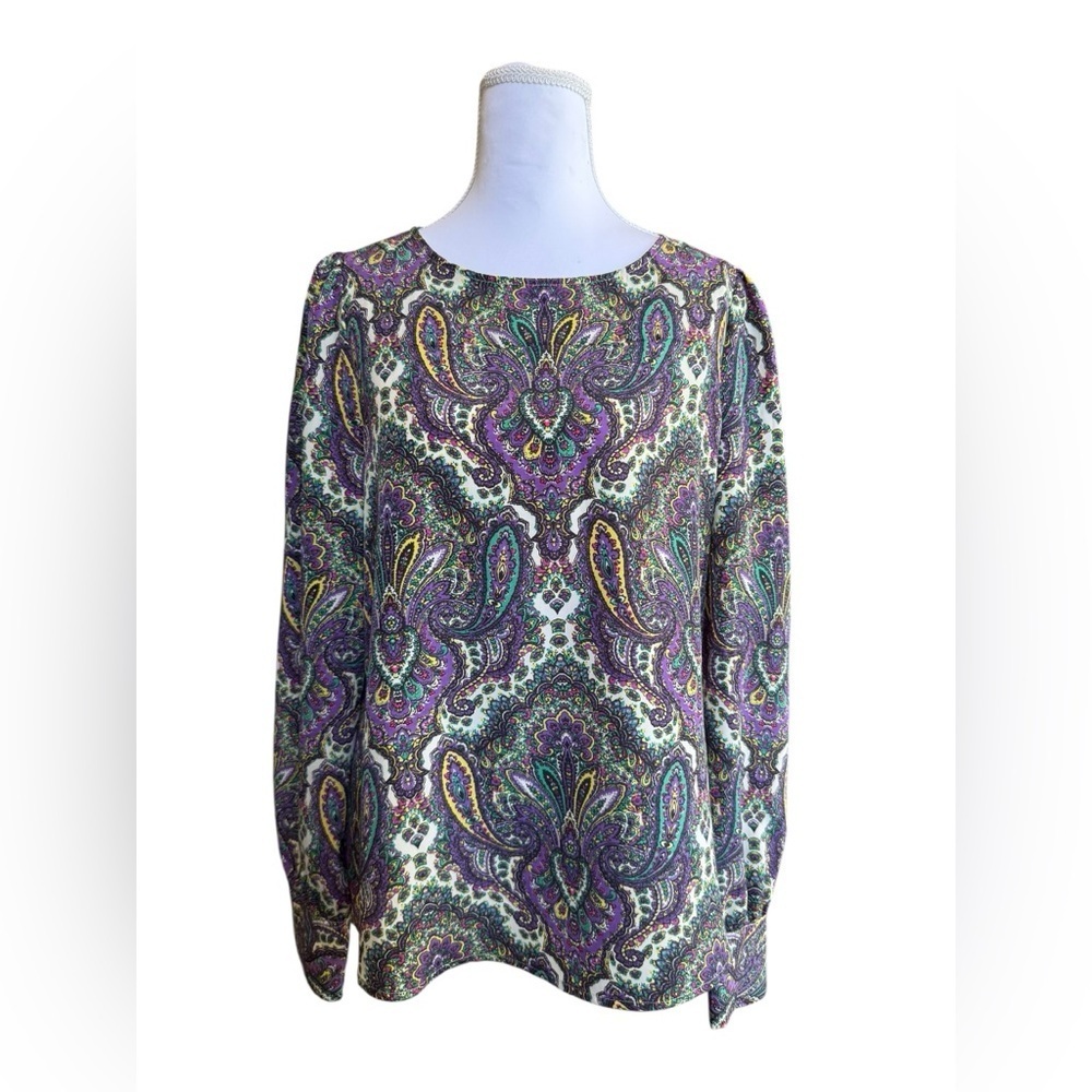 J.Crew Women’s Purple Paisley Print Long Sleeve Blouse Small
